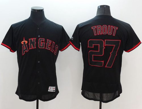 Youth Los Angeles Angels #27 Mike Trout Black Fashion Stitched Baseball Jersey